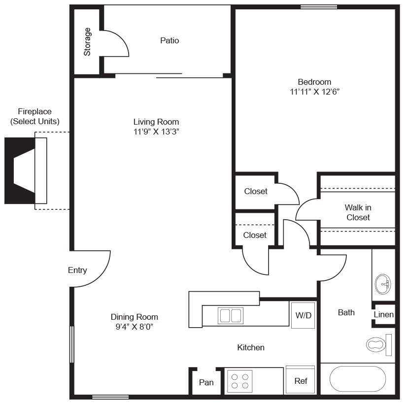Angelina Floor Plan Angelina 1x1 700sqft